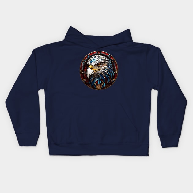 Eagle Portrait in Stained Glass Kids Hoodie by likbatonboot